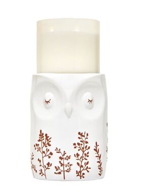 Bath & Body Works Sleeping Terracotta-Colored Owl 3-Wick Candle Holder